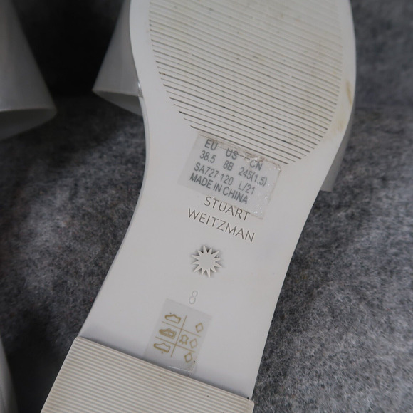 Stuart Weitzman Shoes Womens 8 Sandal Slides Jelly Flat Square Toe Grey Summer - Picture 13 of 13